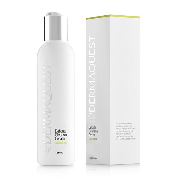 DermaQuest Sensitized Delicate Cleansing Cream - Gentle Facial Cleanser Face Wash - Infused with Green Tea Extract & Jojoba Oil - For Sensitive, Extremely Dry Skin Types (6oz)