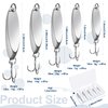 HESTYA 20 Pieces Fishing Lures Fishing Spoons Saltwater Treble Hooks Lures Hard Metal Spinner Baits 5 Sizes Casting Spoon Lures for Salmon Bass in 1/5 oz 1/4 oz 3/8 oz 1/2 oz 3/4 oz (Silver)