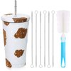 Studded Bling Diamond Tumbler Glitter Water Bottle with Lid Stainless Steel Vacuum Thermal Straw Tumbler Rhinestone Tumbler with 1 Pcs Cup Brush 6 Pcs Straw Brushes for Women (16.9 oz, Cow)