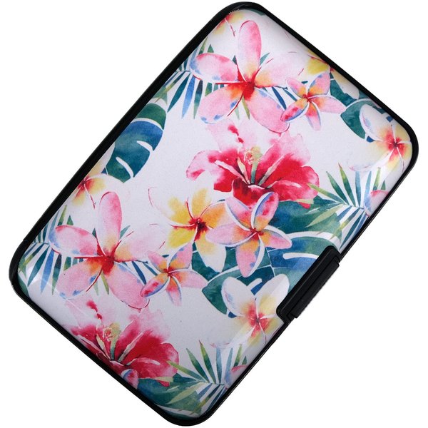 BOHONG Mini Aluminum Cards Wallet RFID Credit Card Holder RFID Credit Card Case Bussiness Card Case Metal ID Case for Men Women-Pink Flower
