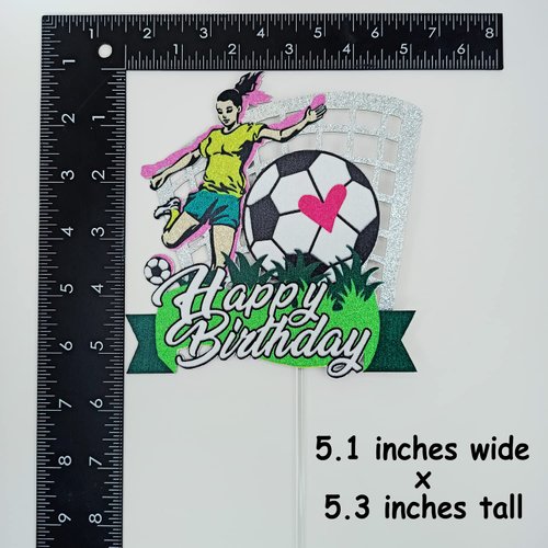 Girls Football Happy Birthday Cake Topper, Soccer Theme Birthday Party Decoration for Girls, Football World Cup Party Favor for Female Players Fans