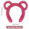 WHAVEL 2 Pcs Bear Ears Headband, Plush Animal Ears Headband Bear Headband Spa Face Wash Headband Cute Ears Head Band Bear Costume Party Hair Accessories for Adult Women Kids (Pink,Rose)