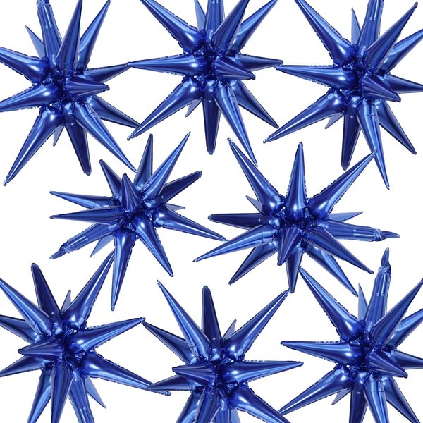 LUMOSIA Star Balloons Explosion Star Aluminum Foil Balloons 8 Pcs (Dark Blue Star)