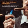 FANKAI Cigar Lighter, Torch Lighter with Deep Cigar Cutter V Cut up to 60G,Cigar Accessories Cigar Holder, Lighters for Smoking with Triple Jet Flame, Refillable Butane Lighter, Cigar Gift for Men