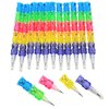 Zugar Land Colorful Transparent Stackable Bear Shaped Pencils (5") Fine Point Already Sharpened Ready to Use! 5 Parts and 5 Colors Each! Plastic. Party Favor, School Supplies (24)
