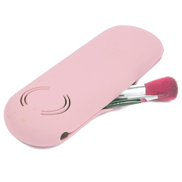 Azmoncy Pink Makeup Brush Holder Bag, Silicone Travel Makeup Bag, Blender Case Organizer, Travel Essentials for Women