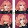 SOKU Short Wavy Pink Wigs for Women 14 Inch Pastel Peachy Short Curly Bob Wig with Bangs Peach Pink Halloween Synthetic Heat Friendly Wigs Pink Cosplay Costume Wig for Daily Party Use