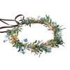 KorViSHOW Handmade Dried Flower Crown - Golden Green Leaves Blue Fairy Flower Headband Floral Headpiece for Women Girls Teens Kids Hawaiian Party Wedding Beach Festival