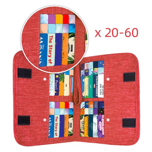 Card Binder Compatible with Yoto Player Cards, 20 Pockets for up to 60 Cards, Portable Trading Card Album Folders, Compatible with Yugioh, MTG and other TCG, Red