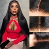 PERISMODA 12A Wear and Go Glueless Wigs Human Hair Pre Plucked Pre Cut 7x5 HD Lace Front Wigs Human Hair Straight Bleached Knots 180 Density Transparent Lace Closure Wigs Human Hair for Women 26 Inch