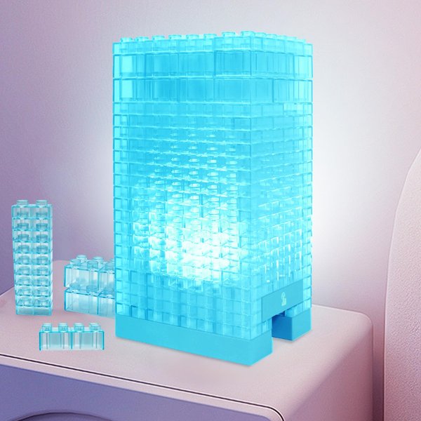 SOPHIYAYA Building Blocks Desk Lamp,Touch Desk Light 3 Brightness, Creative Play Set Blocks Classic Toy, Bedside Lamp for Kids Teens Bedroom (Blue)