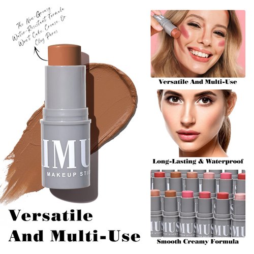 KIMUSE Cream Contour Stick Duo-Cream Blush & Bronzer Shaping Stick-Creamy Pigmented, Long Lasting Vegan Face Make Up Sticks