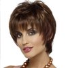 MIUXIU Ladies Brown Short Fluffy Layered Nature Side Part Wigs Blonde Short Straight Wigs for Women Hair Heat Resistant Full Wigs Short Layer bangs Hair (Brown)