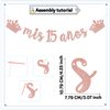mis 15 años Banner, Mis Quince Años Sign For 15th Birthday Party Decoration For Girls, My 15th Birthday Party Decorations Supplies Rose Gold Glitter