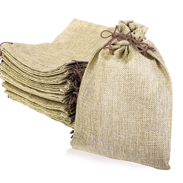 LYSXP 50PCS Burlap Bags with Drawstring，7x9 inch Drawstring Gift Bag Jewelry Pouches for Wedding Party Favors, DIY Craft, Christmas,Presents (Cream, 7x9Inch)