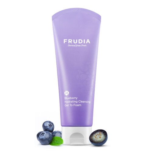 WELCOS FRUDIA Blueberry Hydrating Cleansing Gel to Foam | Hydrating Facial Cleanser for Men & Women | Face Wash for Dry Skin Oily Skin & Sensitive Skin Facial Skin Care Products (Pack of 1, 4.9 fl oz)