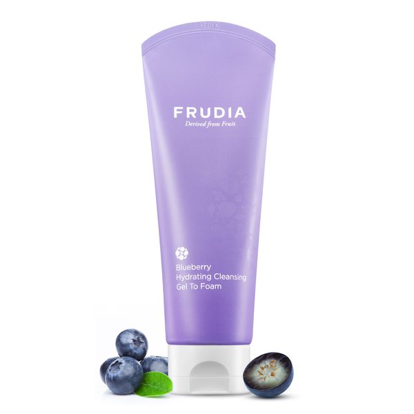 WELCOS FRUDIA Blueberry Hydrating Cleansing Gel to Foam | Hydrating Facial Cleanser for Men & Women | Face Wash for Dry Skin Oily Skin & Sensitive Skin Facial Skin Care Products (Pack of 1, 4.9 fl oz)
