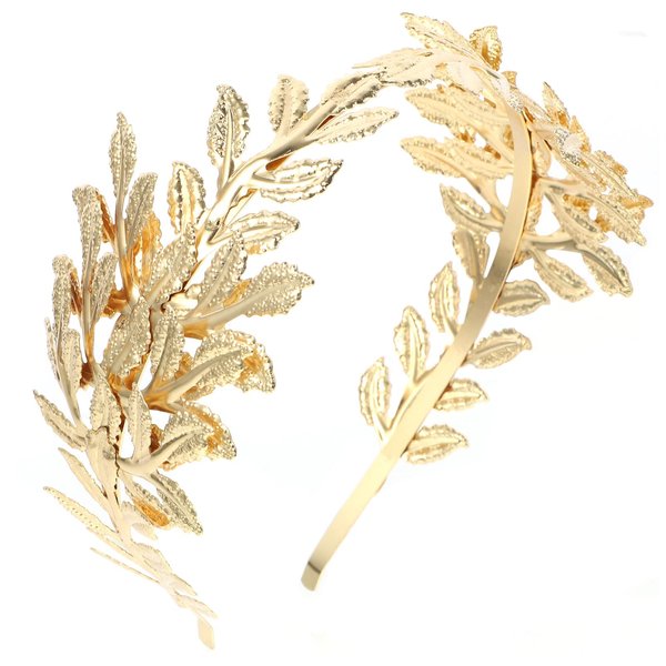 LALAFINA Bridal Hair Vine Goddess Bridal Gold Leaf Headband Greek Goddess Headband Baroque Leaf Headdress Gold Leaf headpiece for Wedding Prom Party Leaf Greek Goddess Accessories