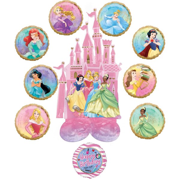 Princess Birthday Party Supplies Airloonz Castle and 8 Princesses Balloon Bouquet Decorations