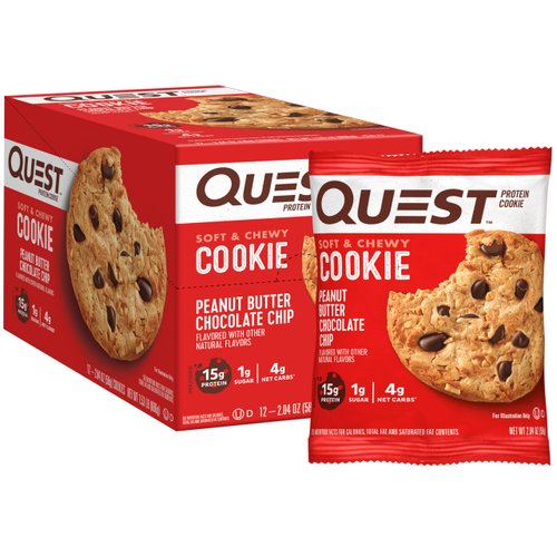 Quest Nutrition Peanut Butter Chocolate Chip High Protein Cookie, Keto Friendly, Low Carb, 24.5 Oz, 12 count (Pack of 1)