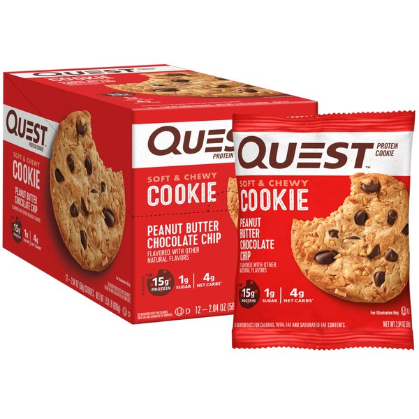 Quest Nutrition Peanut Butter Chocolate Chip High Protein Cookie, Keto Friendly, Low Carb, 24.5 Oz, 12 count (Pack of 1)