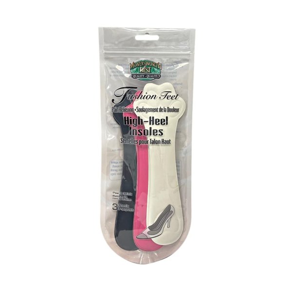 Moneysworth & Best High Heel Insoles with Soft Foam Shoe Insert (Pack of 3 Pairs)