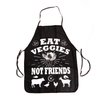 Granbey Funny Vegan Cooking Chef Apron - Eat Veggies Not Friends BBQ Baking Waterproof Apron Cute Black Bib Aprons with Long Waist Ties for Kitchen Party