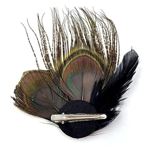 Beautiful Butterfly Peacock Feather Hair Clip Pins with Artificial Pearl Rhinestones Feather Hair Clip Pin Bridal Wedding Dance Party Hair Accessory(Pearl)