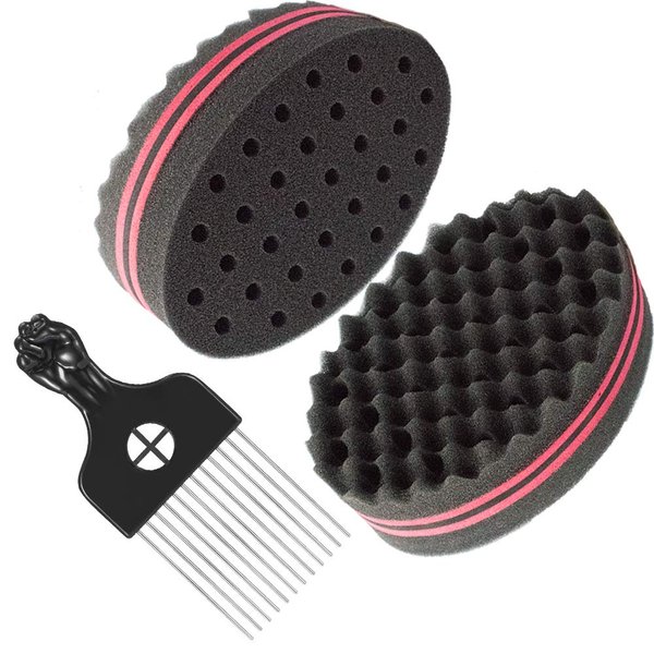 Small Holes Hair Sponge for Twists and Dreads Barber Afro Wave Nappy Sponge Brush for Curls Women Men Natural Hair 3 PCS