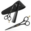 JaSiM Hair Scissors - Hair Cutting Scissors – 6.5” Scissors to Cut Hair - Black Haircut Scissors - Hair Shears - Mustache Scissors - Hair Scissors Professional - Grooming Scissors (Black & Gold)