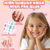 144 Pieces 6 Pack Kids Press on Nails Artificial Fake Nails for Kids Girls Pre Glue Full Cover Short Acrylic False Nail Tips Art Kits Gifts for Kids Girls Nail Art Decoration