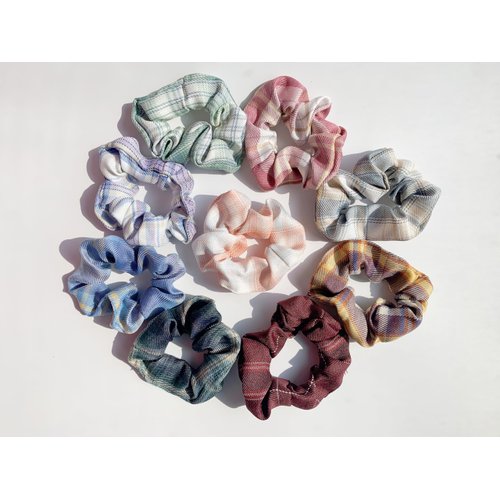 9 Pieces Plaid Scrunchies Hair tie Checkered Elastic Plaid Fabric Hair Bands Multi Colors for Girls Women Hair Accessories