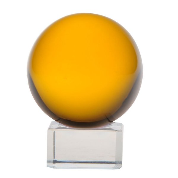 1 pc 100mm Asian Feng Shui Orange Color Glass Crystal Ball with Clear Glass Stand