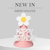 Yinah Cute Flower Birthday Hats With Happy Birthday Letters For Children's Party Decoration Kids Boy Girls Party Supplies Quality Felt Hat 1-5mm Thick (Pink).