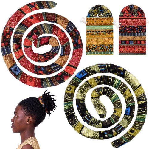 2 Pcs Spiral Lock Hair Tie Dreadlock Accessory Bendable Hair Ties for Women and Men Iron Wire Embedded Ponytail Holders Loc Hair Tie Bendable Long Dread Bands (Chic Pattern)
