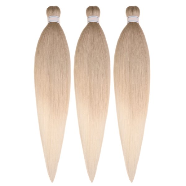 Ombre Ash Blonde Braiding Hair Pre stretched Kanekalon Braiding Hair Extensions Feed in Braids