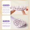 Scalp Massager Shampoo Brush for Hair Silicone Scalp Scrubber with Handle Curved Vented Scalp Scrubber Scalp Care Brush Soft Hair Shampoo Brush for Scalp Exfoliator and Dandruff Removal(Purple)