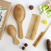 MRD Hair Brush Set, Natural Bamboo Comb Paddle Detangling Hairbrush, Wide-tooth and tail comb No Bristle, suit for Women Men and Kids Thick/Thin/Curly/Dry Hair Gift kit Yellow