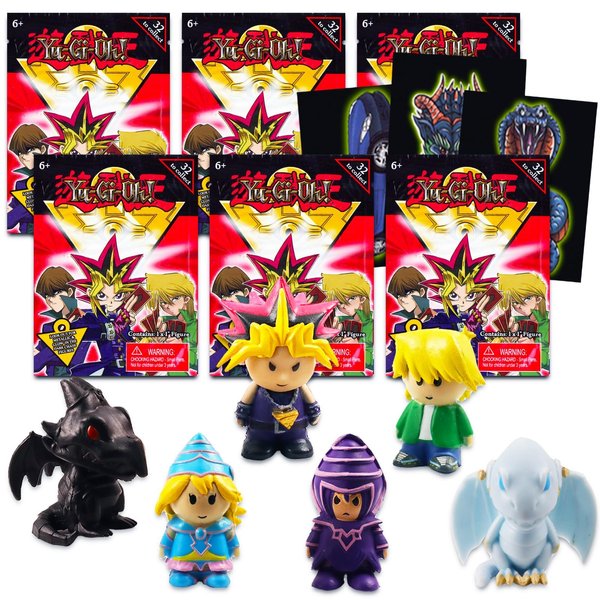 YuGiOh Blind Bag Set for Kids ~ YuGiOh Party Supplies Bundle with 6 YuGiOh Mini Figures for Boys and Girls Plus Glow in The Dark Tattoos | Yu Gi Oh Party Favors