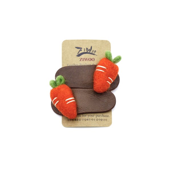 ZIWOO Handmade Leather Hair Clip 2 pcs Carrot Styling Accessories Girls