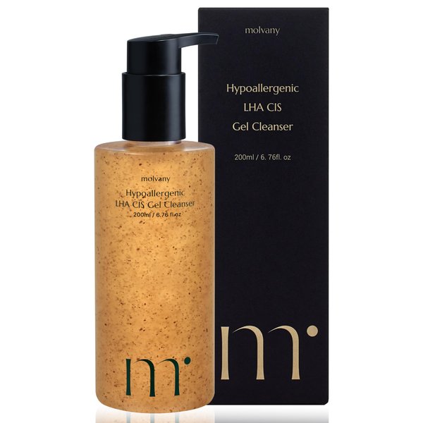 molvany LHA CIS Gel Cleanser - Low pH Korean Facial Wash Skincare for Pore Shrinking, Face Moisturizing, Makeup, Whitehead & Blackhead Remover - 6.76 fl. oz