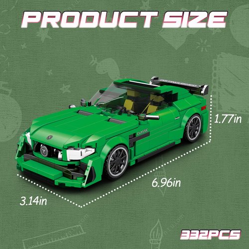 ExultationToy 332 Pcs Super Sports Car Toy Building Set, 4 Different Wheel Rim Designs, MOC Building Blocks Cars for Adults, Teens, Boys Ages 8-12