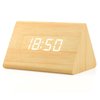 GEARONIC Digital Alarm Clock Wooden Alarm Clock Wood Modern Triangle Alarm Digital Desk Clock, Displays Time Date Temperature Calendar Wood Made Electric Clocks for Bedroom, Bedside - Bamboo