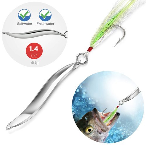 Fishing Lures Bucktail Teasers Omelchenko Metal Lure Silver 1.4-Ounce 40gm Saltwater Freshwater