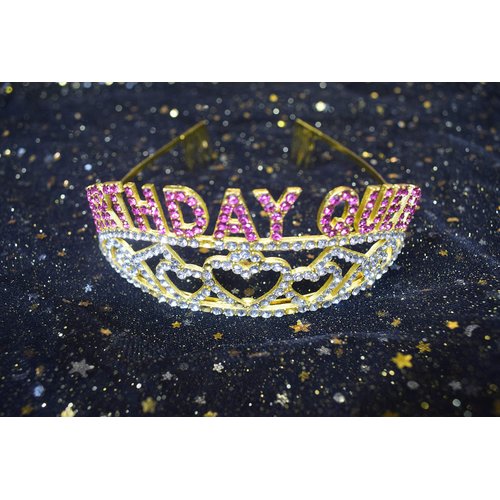 Birthday Queen Tiara and Sash Happy Birthday Party Supplies Crystal Tiara Crown for 18th 20th 21st 30th 40th 50th 55th 60th 65th 70th 80th 90th 100th Birhtday Decorations
