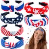 Fulasiteu 6pcs 4th of July Headband for Women, Fourth of July Red White and Blue Knotted Wide Top Knot American Flag Patriotic Headbands, 4th of July Accessories Memorial Independence Day Party Favors