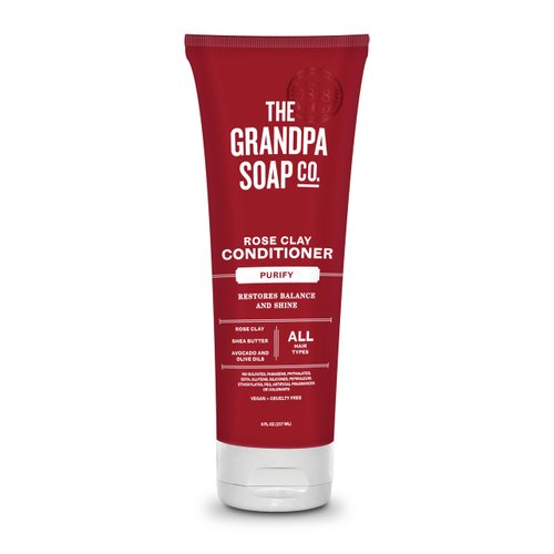 Grandpa's The Soap Company Purifying Rose Clay Conditioner - Lift Impurities While Nourishing Hair, With Rose Clay, Shea Butter & Avocado Oil, Vegan, Sulfates and Parabens Free, 8 Fl Oz