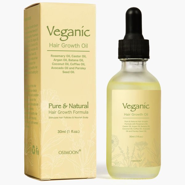 Veganic Natural Hair Growth Oil, Veganic Hair Growth Oil, Veganic Hair Oil for Hair Growth, Rosemary Oil for Hair Growth Organic with Rosemary Oil, Castor Oil, Argan Oil, Raw Batana Oil 1PCS.