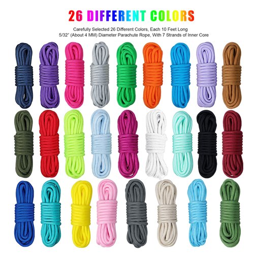 WEREWOLVES Paracord 550 Combo Crafting Kits - Survival Paracord Bracelet Rope Kits - Tent Rope Parachute Cord with Soft Tape Measure, Buckles, and Key Rings - Great Gift (Summer - 10FT/Each Color)
