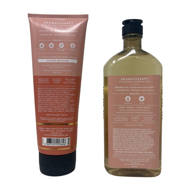 Aromatherapy Energy, Orange & Ginger Set - Body Wash & Cream